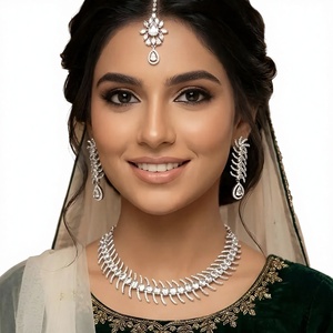 Fashion Artificial Jewellery Gold Plated Stainless Steel Luxury Small Pearl <b>Beaded</b> Necklace and Earring Jewelry <b>Sets</b> for Women - Product Image 1