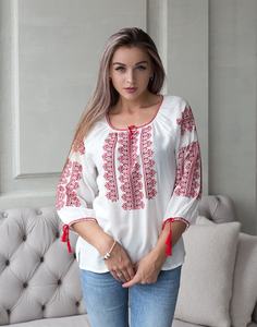 Chemisier brodé décontracté pour femme avec manches bouffantes et logo tissé à motif imprimé pour les fêtes de mariage - Product Image 1