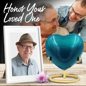 Urna de recuerdo de corazón azul-Mini cremación con soporte y caja-Urna azul pequeña para cenizas-Urna de fichas para cenizas humanas o mascotas - Product Image 5