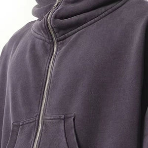 Sudadera con capucha lavada con ácido para hombre al por mayor Sudadera con capucha recortada lisa y cremallera vintage con logotipos bordados personalizados sudaderas con capucha - Product Image 6