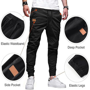 Pantalons décontractés surdimensionnés pour hommes, style streetwear, taille haute, coupe droite, tissu en toile, téléchargés par Dress Sports - Product Image 2