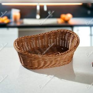 Cestas tejidas de mimbre para manualidades ovaladas, organizador de almacenamiento de frutas para el hogar de bambú para regalo, panadería, pan, frutas, almacenamiento para el hogar - Product Image 2