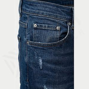 Wholesale <b>Men</b> <b>High</b> Quality Mid Washed Denim Customized Color Whisker Pants Classic Mid <b>Waist</b> Functional Pocket Light Print Custo - Product Image 5