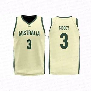 Maillot de basket-ball d'Australie 2024, t-shirt d'été pour hommes/garçons, veste de sport sans manches, t-shirt spécial, ensemble de maillots de basket-ball - Product Image 6