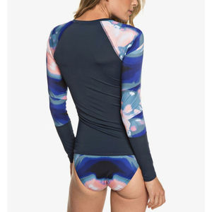 <b>Women's</b> Cycling Backless Rash Guard with Floral Print Front Zip Breathable Long Sleeve <b>for</b> Adults - Product Image 2