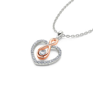 Jeulia "You Complete Me" <b>Infinity</b> Heart Sterling Silver Diamond <b>Necklace</b> - Product Image 3