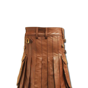 COSH KILTS Kilt de cuero marrón Premium hecho a mano con bolsillos utilitarios y diseño duradero para un estilo atemporal - Product Image 1