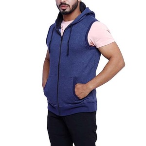 Bodybuilding Sans Manches Singlet Débardeurs Hommes Workout Muscle Fit Hoodies Zipper Coton Respirant Hommes Sans Manches Hoodie OEM - Product Image 3
