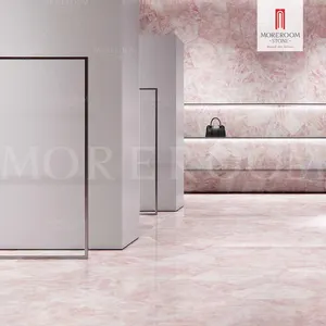 Popular Factory Thin Hotel Natural Semi Precious Stone Pink Rose Crystal Quartz Slab For Bathroom Vanity Tops