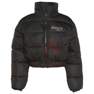 Veste courte noire personnalisée en polyester 300 GSM manteau chaud d'hiver coupe-vent et imperméable pour les femmes fabricant OEM ODM - Product Image 1