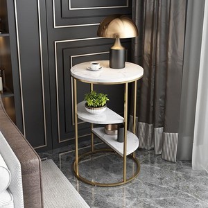 Modern Style 3-Tier White Marble Coffee Side <b>Table</b> Newest Design Metal Brass Square Pipe Stand <b>Nesting</b> Stone Gold Home Furniture - Product Image 2