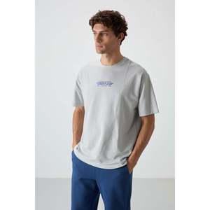 T-shirt Homme Oversize Épais Texturé en Jersey 100% Coton Effet Pierre avec Motif Imprimé - 88372 - Product Image 6