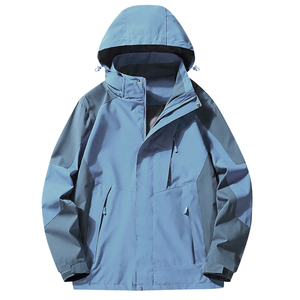 Veste de pluie pour hommes blouson aviateur décontracté à manches longues couleur unie bouton sweat à capuche zippé vestes coupe-vent légères pour hommes - Product Image 2