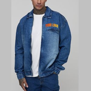 Nouveau arrivé 2025 100% coton hommes acidwash Denims veste pour hommes printemps/automne tenue décontracté baggy sapin homme denim veste à glissière - Product Image 4