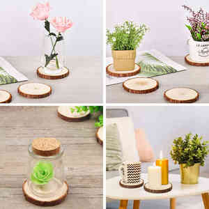 Wohohoho 32 piezas <span class=keywords><strong>de</strong></span> rodajas <span class=keywords><strong>de</strong></span> <span class=keywords><strong>madera</strong></span> <span class=keywords><strong>de</strong></span> pino <span class=keywords><strong>de</strong></span> 3.2-3.6 pulgadas, sin acabar, preperforadas, engrosadas, <span class=keywords><strong>para</strong></span> posavasos, adornos <span class=keywords><strong>de</strong></span> <span class=keywords><strong>Navidad</strong></span> y bodas, <span class=keywords><strong>manualidades</strong></span> DIY - Product Image 5