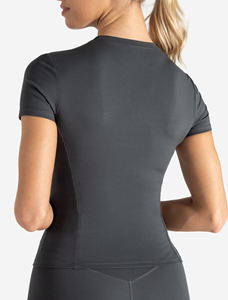 Vente en gros T-shirts femme couleur unie haute qualité T-shirts femme coupe ajustée T-shirts femme logo personnalisé - Product Image 6