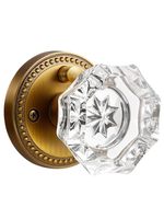 Poignée de porte intérieure en laiton antique et cristal pour portes vitrées de chambre et de salle de bain, design classique, ambidextre, facile à utiliser