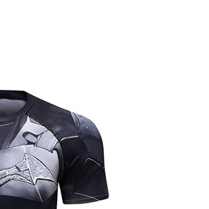 Camiseta de Compresión con Estampado de Batman para Hombre, Manga Corta, Cuello Redondo, Corte Ajustado, Secado Rápido, Diseño de Personajes de Estilo Urbano - Product Image 6
