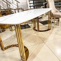 Table basse en marbre avec base en acier inoxydable pour une décoration moderne de la maison, meubles multifonctionnels pour le salon - Design élégant et luxueux