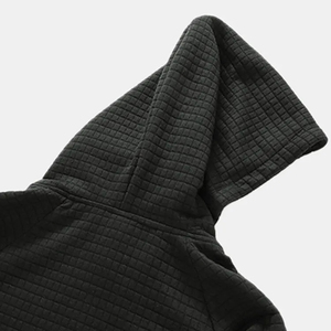 Sudadera con capucha negra para hombre con logotipo personalizado impreso de alta calidad, algodón pesado con hombros caídos para invierno - Product Image 3