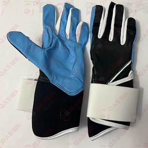Cheap Price Durable <b>Long</b> Cuff Softball Batting <b>Gloves</b> Black Blue & <b>White</b> Color Adjustable Leather Baseball Batting <b>Gloves</b> - Product Image 1