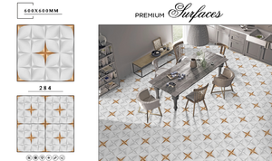 Azulejos 3D brillantes impresos digitales de diseño moderno de calidad superior, cuerpo de porcelana esmaltada pulida de 600x600mm para centros comerciales - Product Image 2