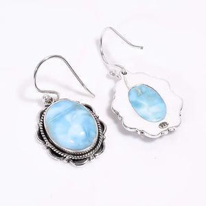 ต่างหู Larimar ขายส่งเครื่องประดับที่ดี925เงินสเตอร์ลิงเครื่องประดับทำเองต่างหูเงินทำด้วยมือของขวัญแบบห้อยสำหรับเธอ - Product Image 4