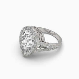 Bague solitaire en diamant taille goutte d'eau 3,00 carats, couleur F, clarté VS, diamant cultivé en laboratoire, en or 14 carats, cadeau d'anniversaire de mariage - Product Image 4