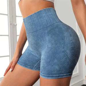 Leggings Cortos Deportivos para Mujer, Sólidos, Sin Costuras, Elásticos, de Cintura Alta, con Cordón Ajustable, Transpirables, para Gimnasio, Ciclismo, Yoga, Fitness, con Efecto Scrunch Butt - Product Image 3