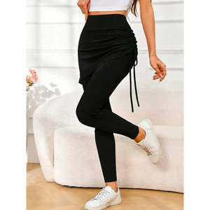 Falda Larga con Cintura Alta y Detalles Laterales para Mujer, 28588 - Negra - Product Image 1