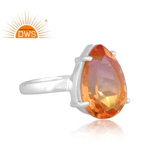 Anillo apilable de Plata de Ley 925 con gemas de cuarzo, bisutería morganita, joyería personalizada - Product Image 3