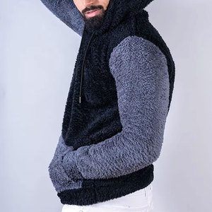 Vente en gros de sweats à capuche en polaire Sherpa pour hommes, confortables, de haute qualité avec fermeture éclair pour l'hiver, technique de teinture unie - Product Image 3