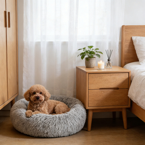 Soft Round <b>Donut</b> <b>Bed</b> <b>for</b> Cats <b>Dogs</b> , Non Slip Fluffy Plush Pet <b>Bed</b> Indoor, Small Medium Size Bolster <b>Dog</b> <b>Bed</b> Warm/ - Product Image 1