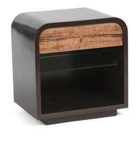 Combinaison de couleurs bois noir et naturel Design plat bord rond Meubles de chambre à coucher de chevet - Product Image 1