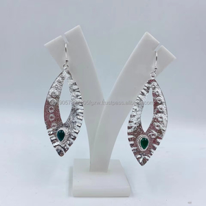 ต่างหูเงินบริสุทธิ์สีขาวหรูหราสไตล์คลาสสิกชุบทองสำหรับผู้หญิงใส่ทุกวันงานแต่งงานของขวัญ - Product Image 2