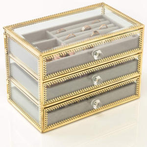 Boîte de rangement pour bijoux et accessoires en verre de luxe moderne Boîte en verre unique pour décorations de maison avec tiroirs - Product Image 4