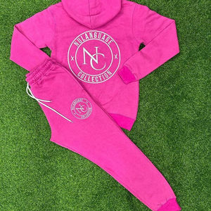 Vente en gros de survêtement pour hommes sweat à capuche et pantalon de survêtement imprimés en éponge française OEM couleur bleue unie personnalisé possédez votre nom de marque et design - Product Image 3