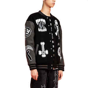 Vente en gros de veste Letterman universitaire personnalisée pour hommes Streetwear vêtements d'hiver doublés polaire coupe-vent respirant avec broderie en chenille - Product Image 3