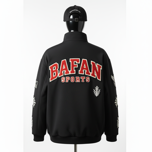 Premium Softshell Jacket <b>Black</b> Red Chenille Embroidery Custom Logo Heavy Warm Fabric Streetwear Style Softshell Jacket for man - Product Image 3