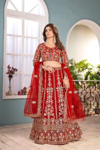 Lehenga Choli de qualité exportée avec séquence de broderie Vêtements indiens et pakistanais de mariée Lehenga Choli - Product Image 2