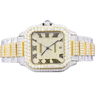 Automático Timepiece Jóias VVS Moissanite Diamante Studded Aço Inoxidável Hip Hop Quartz Waterproof Watch no melhor preço de mercado