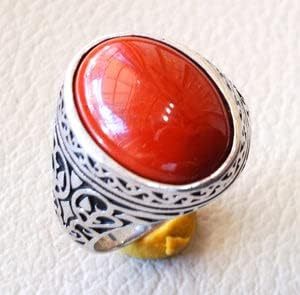 Bague pour homme en gros, nouvelle arrivée, pierre précieuse en corail naturel, cadeau d'anniversaire, bague signet pour homme en Turquie, bijoux, bague en argent sterling 925 - Product Image 6