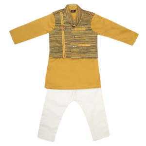 Costume shalwar pour garçons - Couleur moutarde - Product Image 1