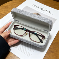 Étui à lunettes en tissu de lin personnalisé OEM en gros pour la protection des lunettes de lecture, étui rigide portable rectangulaire pour lunettes