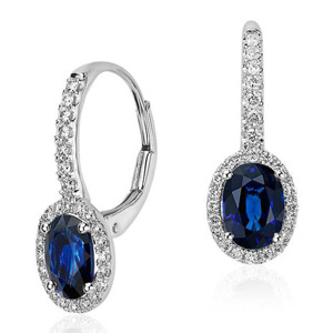 Boucles d'oreilles en <span class=keywords><strong>saphir</strong></span> <span class=keywords><strong>bleu</strong></span> plaqué or 14K/18K et <span class=keywords><strong>saphir</strong></span> blanc pour femmes Boucles d'oreilles pendantes à la mode - Product Image 1