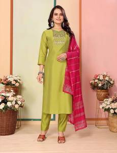 Nuevo catálogo lanzado Mujeres Bordado Reversible Seda Salwar Kameez Set para ocasiones de fiesta - Product Image 6