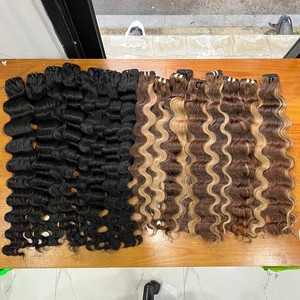 Precio de fábrica Extensiones de cabello humano virgen Remy de onda profunda suelta 8-32 pulgadas Paquetes dobles vietnamitas Grado para la fabricación de pelucas - Product Image 3