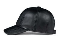 Gorras de béisbol de cuero negro de cabra de alta calidad