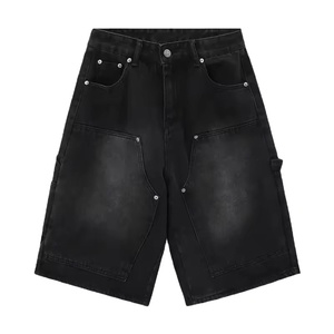 Shorts en jean baggy délavés à l'acide de haute qualité, couleur unie, streetwear, shorts cargo pour hommes - Product Image 2
