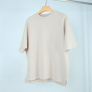 เสื้อยืดพิมพ์ลาย boxy กว้างสำหรับผู้ชายเสื้อยืดผ้าฝ้ายน้ำหนักมากเสื้อยืดโอเวอร์ไซส์สีดำสีขาว - Product Image 4